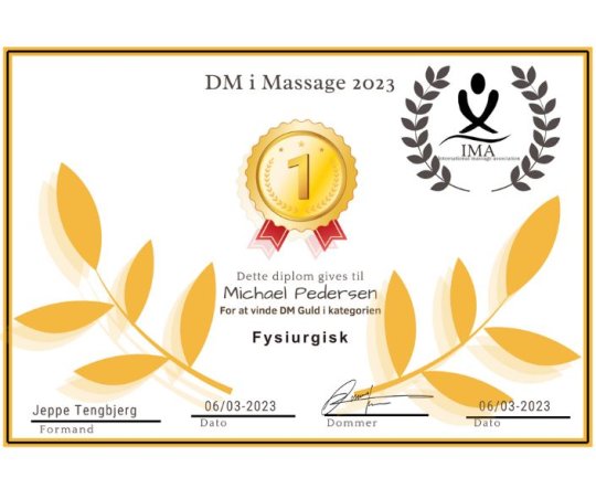 Guld i fysiurgisk massage til dm i massage 2023